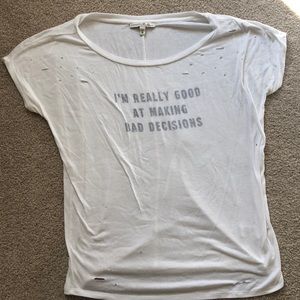 White and Black Distressed Graphic Tee